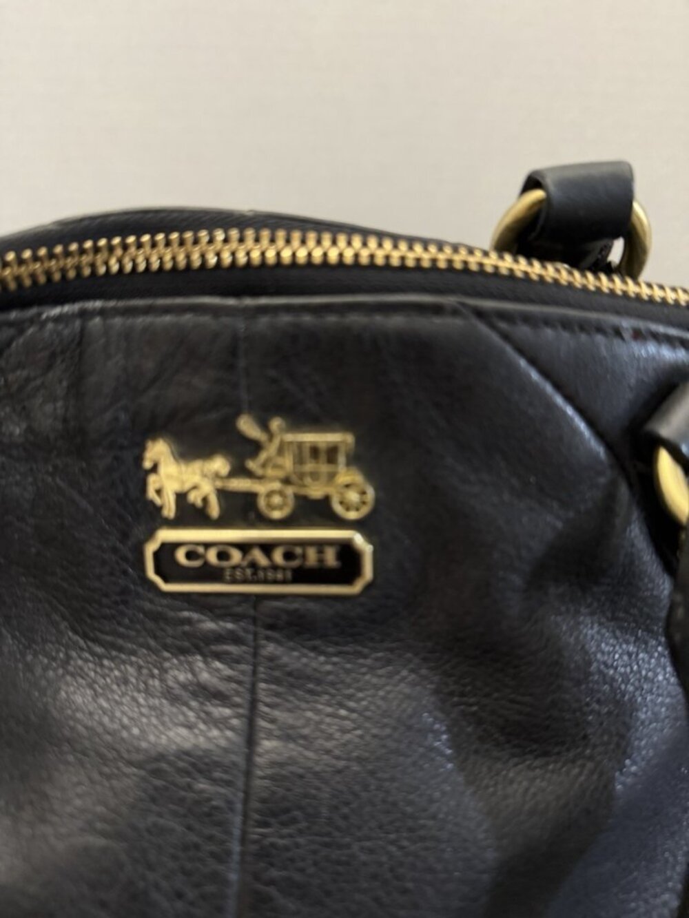 COACH BLACK LEATHER SOPHIA SATCHEL - Picture 9 of 11